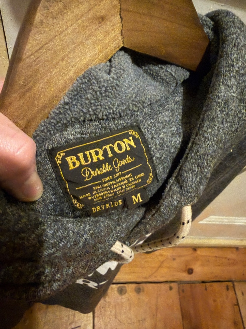 Burton Dark Gray Hoodie with White Mountain Logo - Picture 2 of 2